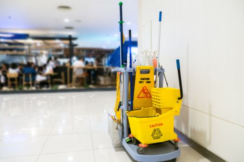Commercial housekeeping final cleaning cart for Boca Raton FL building areas