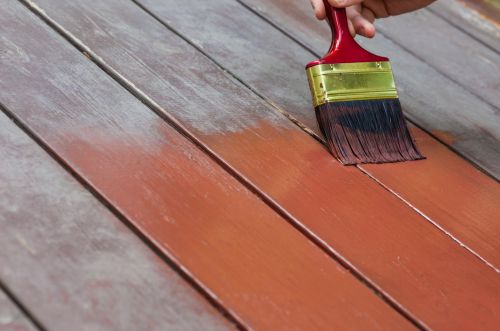Brush-applied deck painting in Boca Raton FL