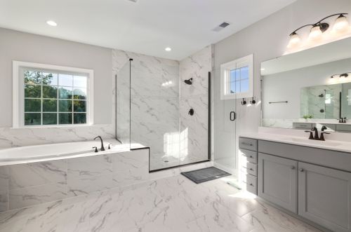 Luxury bathroom remodel with tile shower in Boca Raton FL